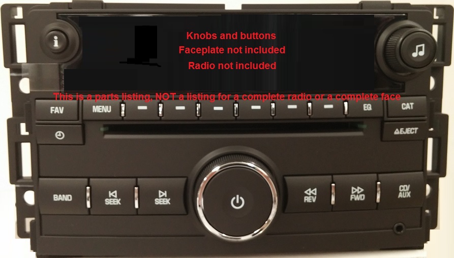 Chevrolet GMC CD radio complete knob button set: 06+ Delco LAN