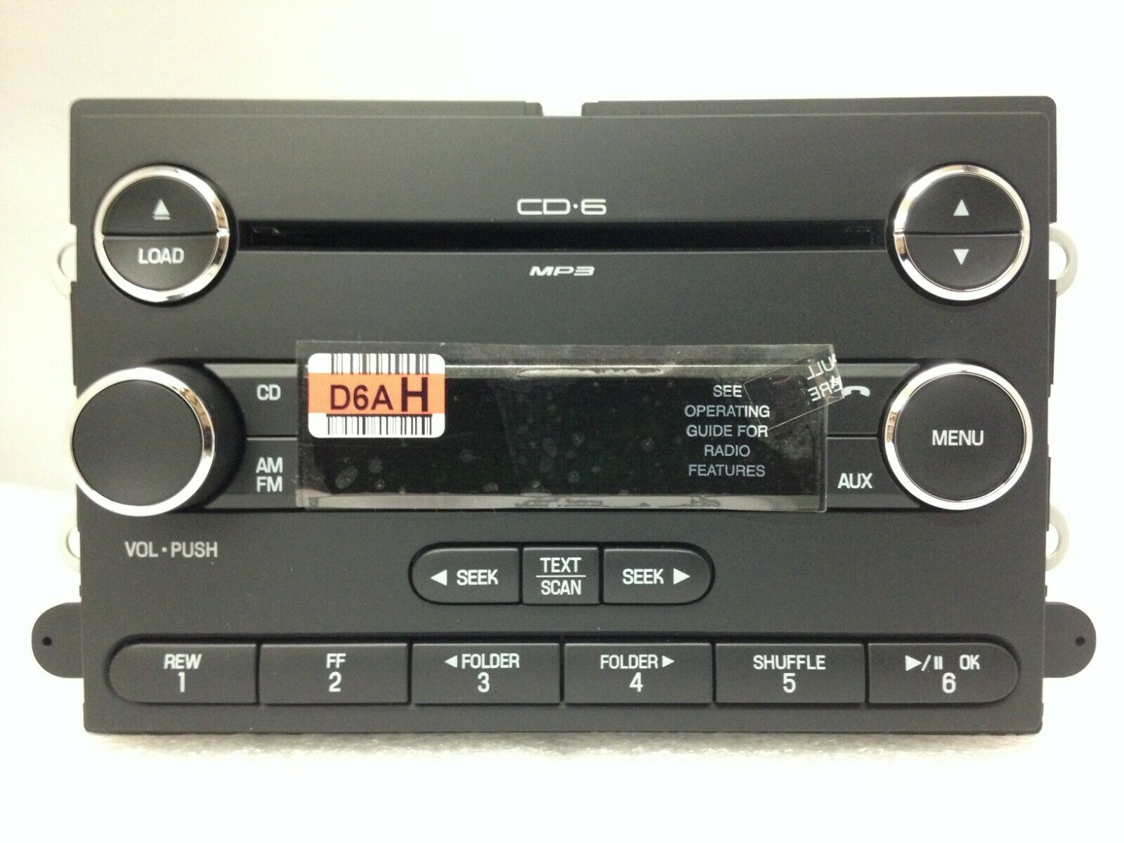 Ford Mercury CD6 MP3 radio face +buttons (07+ Delco chrome style