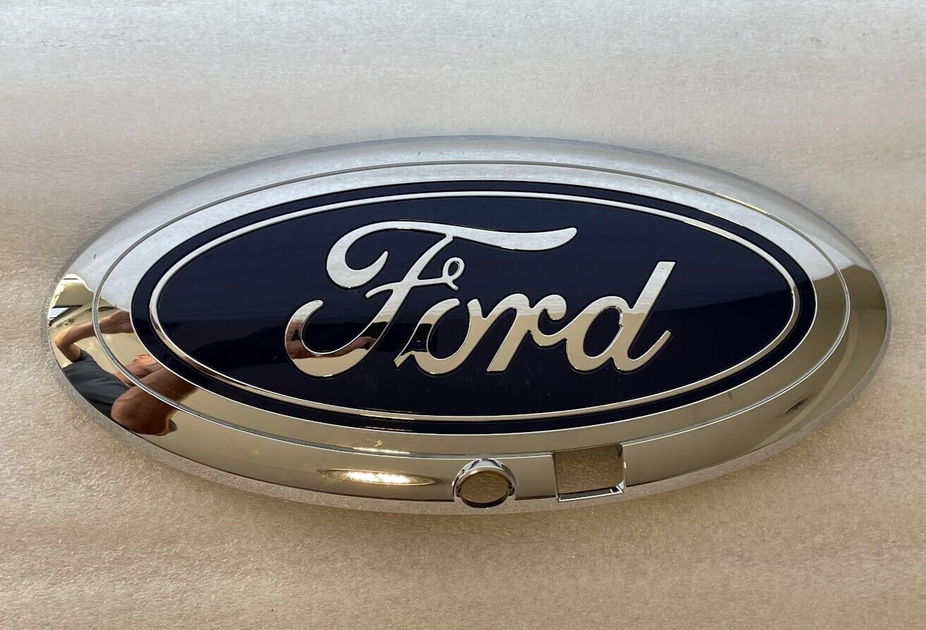 F150 2021+ Ford oval grill emblem logo w/ camera hole blue chrom