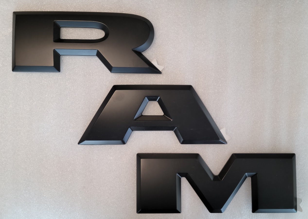 Ram truck 2014+ OEM black tailgate emblem letter set