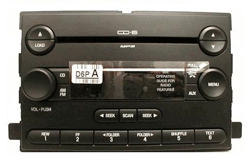 Ford Mercury CD6 MP3 radio face +buttons (07+ Delco black style)
